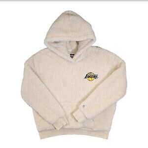 Tailgate Los Angeles LAKERS Sherpa Hoodie M Cream Plush Fleece Unisex NBA